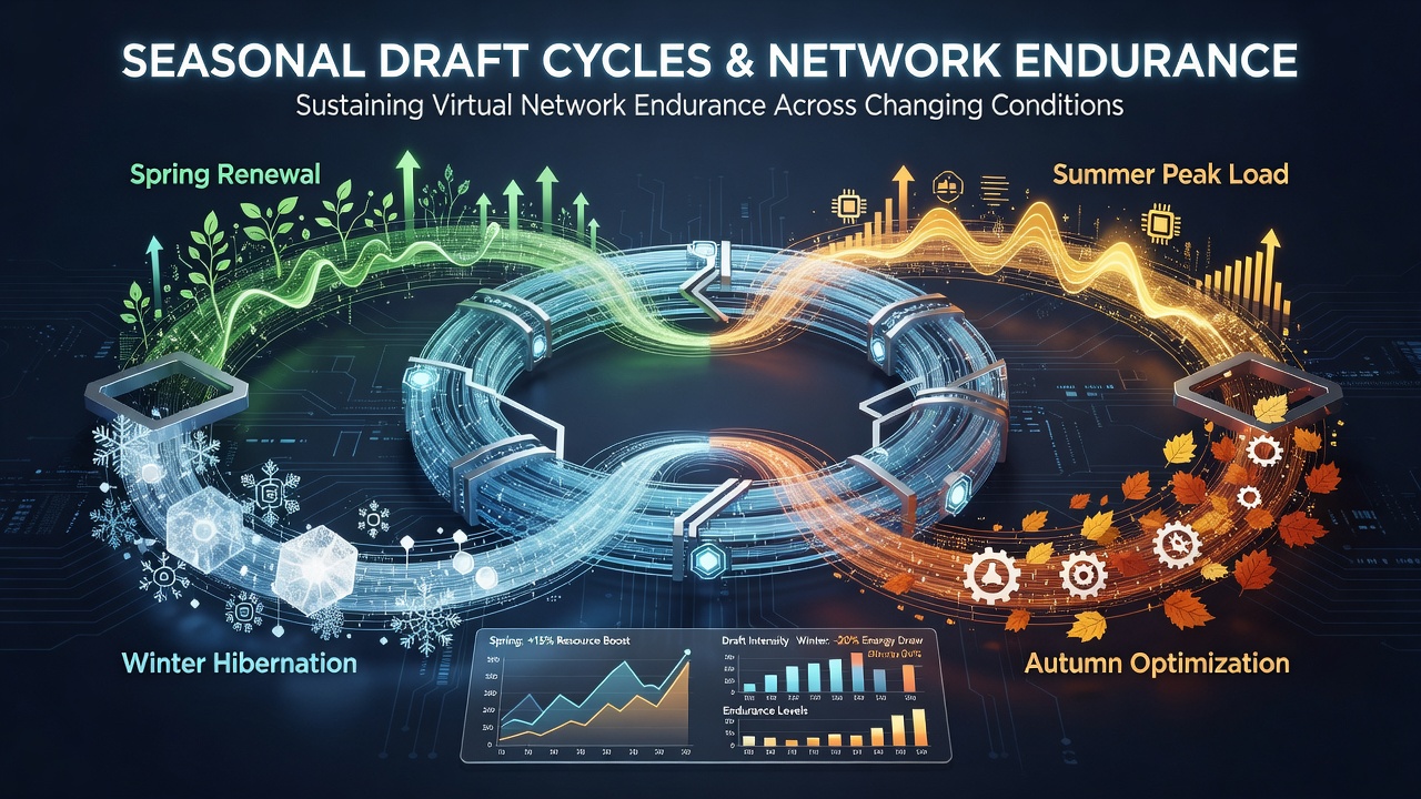 Chart showing endurance metrics of virtual networks correlated with seasonal draft variations over multiple years